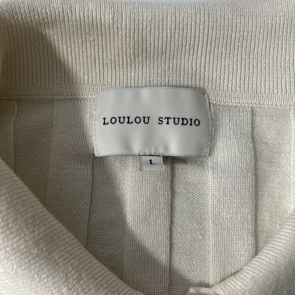Loulou Studio Sweater Womens L Beige Silk Blend Caine Ribbed Minimalist Chunky - Picture 7 of 10